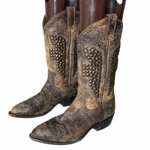 Frye Brown Distressed Heeled Boots